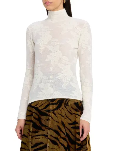 Ganni Women's Wool Floral Jacquard Turtleneck | Thumbnail 3