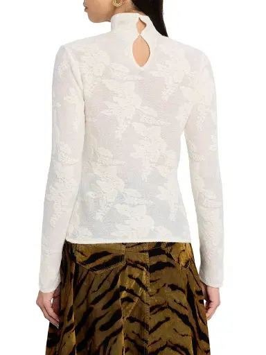 Ganni Women's Wool Floral Jacquard Turtleneck | Thumbnail 4