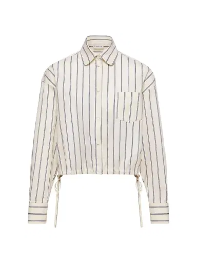 Moncler Women's Shirt in Cotton and Silk with Stripes | Thumbnail 1