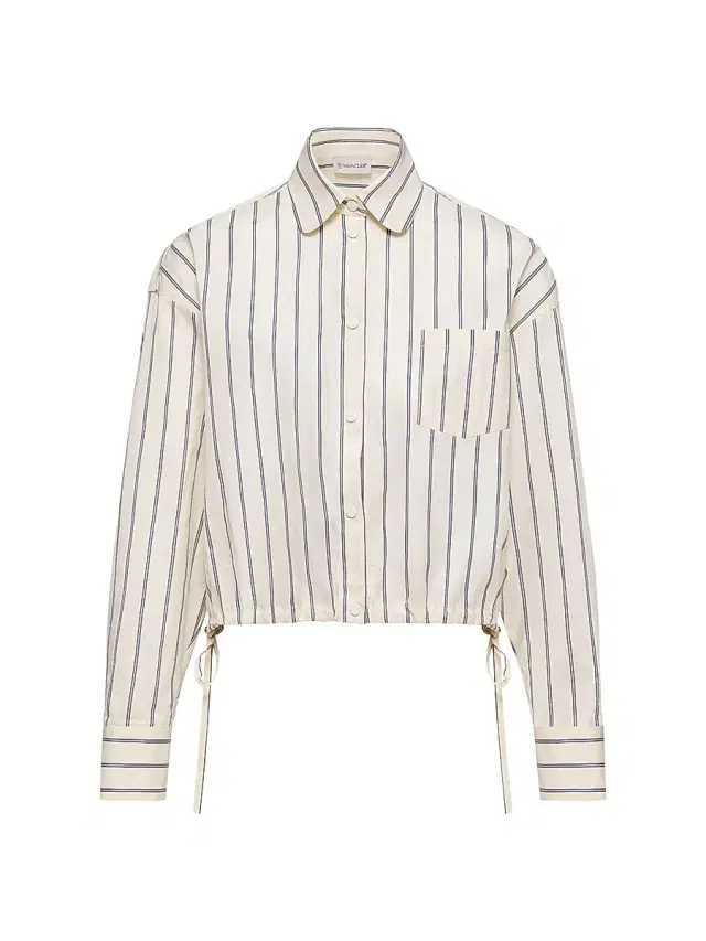 Moncler Women's Shirt in Cotton and Silk with Stripes - Off White