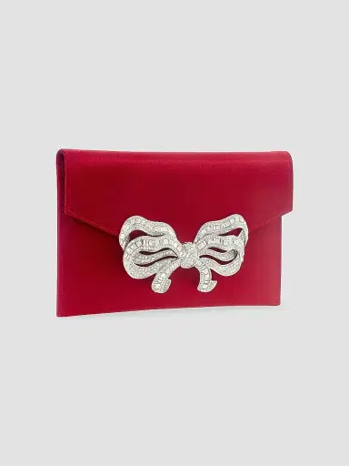 Judith Leiber Couture Women's Bow Crystal & Satin Envelope Clutch - Silver Crimson | Thumbnail 3 Judith Leiber Couture Women's Bow Crystal & Satin Envelope Clutch - Silver Crimson | Thumbnail 3