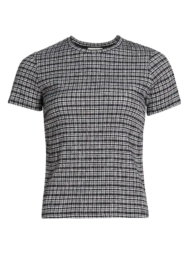 Vince Women's Textured Gingham Cotton-Blend Top - Eclipse Combo