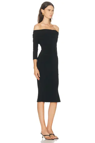 Norma Kamali 3/4 Sleeve Cowl Neck Fishtail Dress | Thumbnail 2