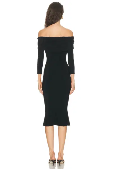 Norma Kamali 3/4 Sleeve Cowl Neck Fishtail Dress | Thumbnail 3