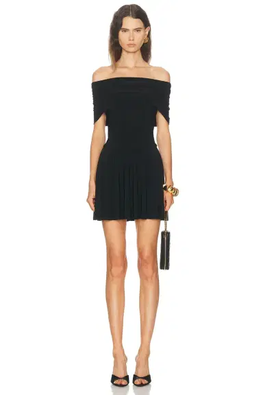 Norma Kamali Sleeveless Cowl Neck Hooded Flared Pickleball Dress | Thumbnail 1