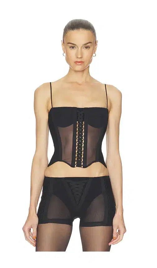 HAELO Layered Lace Up Corset Top