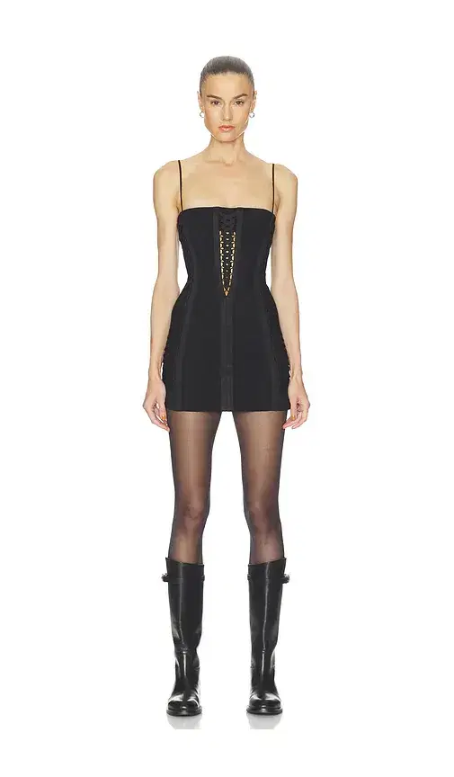 HAELO Layered Lace Up Corset Dress