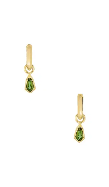 STONE AND STRAND Knife Edge Shield Drop Hoop Earrings | Thumbnail 2