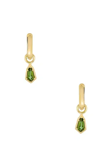STONE AND STRAND Knife Edge Shield Drop Hoop Earrings | Thumbnail 4