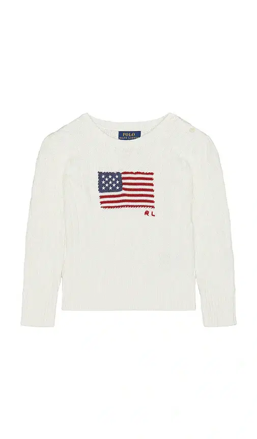 Polo Ralph Lauren Long Sleeve Cotton Cable Knit Flag Crewneck Sweater