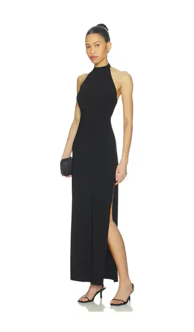 Norma Kamali x Lifestyle Halter Long Dress With Side Slit | Thumbnail 1 Norma Kamali x Lifestyle Halter Long Dress With Side Slit | Thumbnail 1