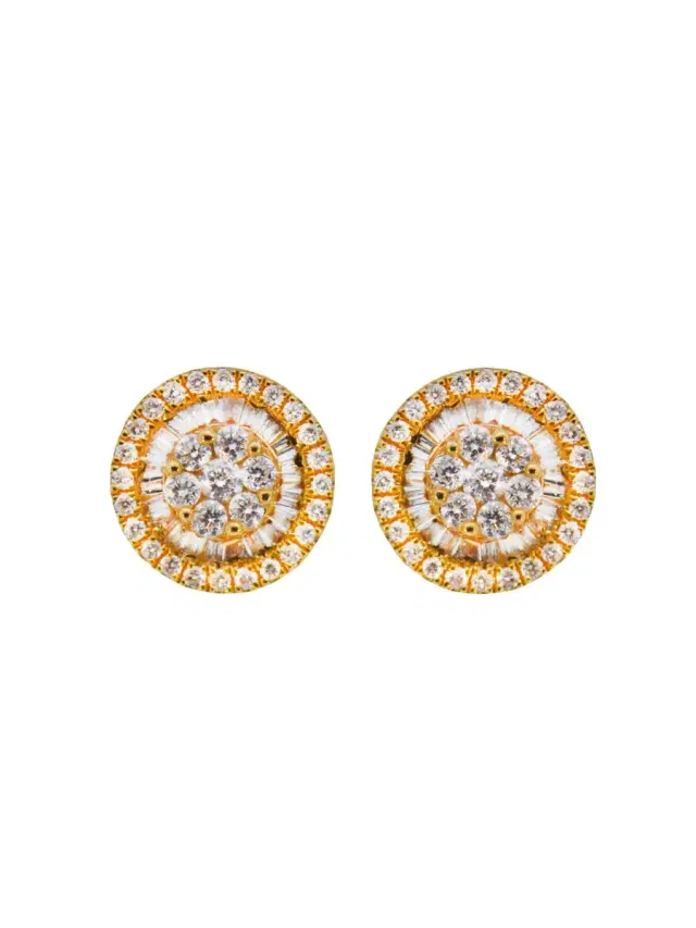 Wish Fine Jewelry 0.446ct Diamond 18K Gold Halo Stud Earring