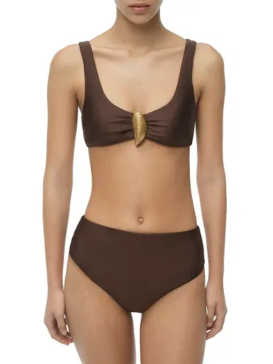 Simkhai Women's Veyra Shell Bikini Top - Chocolate - Size XS | Thumbnail 3 Simkhai Women's Veyra Shell Bikini Top - Chocolate - Size XS | Thumbnail 3