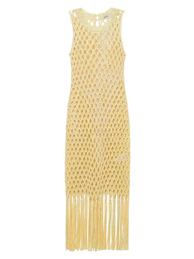 SIMKHAI Women's Jensen Macrame Midi-Dress - Buttercream