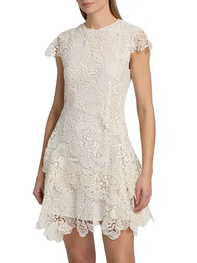 Simkhai Women's Novelle Floral Lace Minidress - White - Size XS | Thumbnail 3 Simkhai Women's Novelle Floral Lace Minidress - White - Size XS | Thumbnail 3