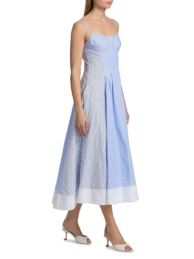 Simkhai Women's Chamberlain Cotton Mixed Stripe Midi-Dress - Periwinkle Multi Stripe - Size 10 | Thumbnail 2