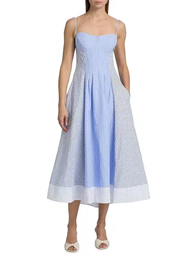 Simkhai Women's Chamberlain Cotton Mixed Stripe Midi-Dress - Periwinkle Multi Stripe - Size 10 | Thumbnail 3