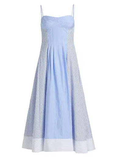Simkhai Women's Chamberlain Cotton Mixed Stripe Midi-Dress - Periwinkle Multi Stripe - Size 10 | Thumbnail 1