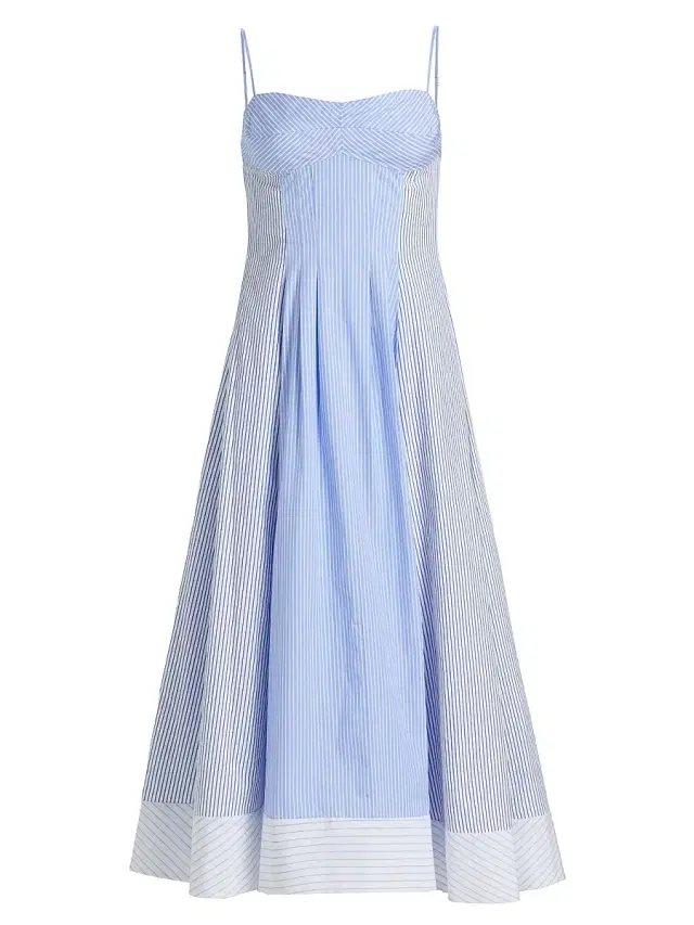 Women's Chamberlain Cotton Mixed Stripe Midi-Dress - Periwinkle Multi Stripe