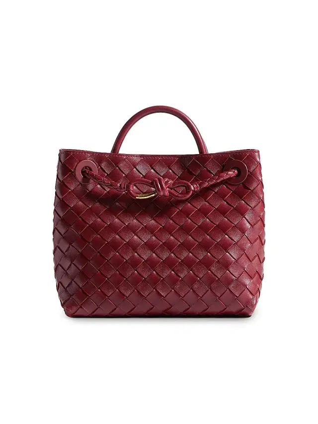Bottega Veneta Women's Andiamo  Intrecciato Leather Tote Bag - Lava Red