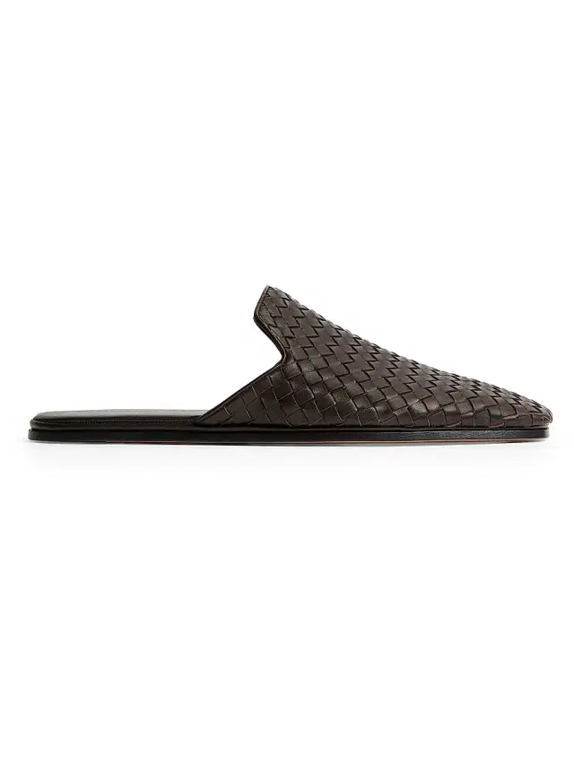 Bottega Veneta Men's Palazzo Intrecciato Leather Mules - Espresso