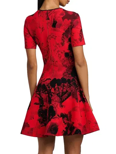 Alexander McQueen Women's London Flowers Jacquard Minidress - Dusty Pink - Size 12 | Thumbnail 5
