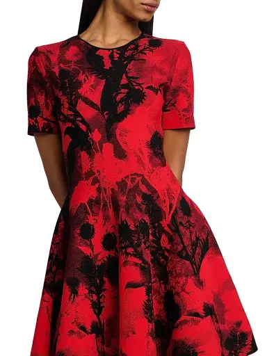 Alexander McQueen Women's London Flowers Jacquard Minidress - Dusty Pink - Size 12 | Thumbnail 6