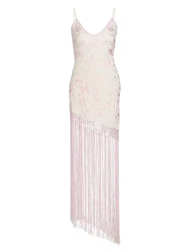 LoveShackFancy Women's Evalette Floral Jacquard Fringed Minidress - Sugar Petal | Thumbnail 1 LoveShackFancy Women's Evalette Floral Jacquard Fringed Minidress - Sugar Petal | Thumbnail 1