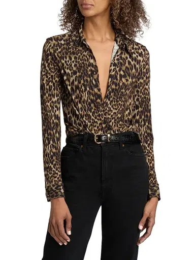 Nili Lotan Women's Celestine Leopard-Print Long-Sleeve Shirt | Thumbnail 3