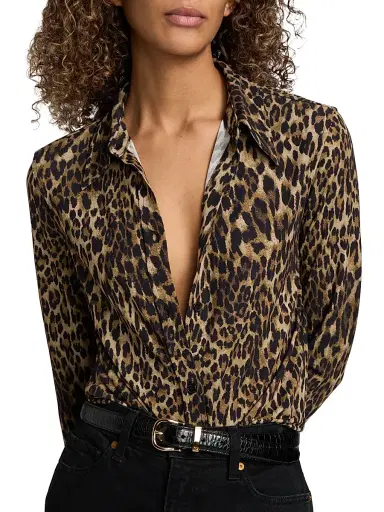 Nili Lotan Women's Celestine Leopard-Print Long-Sleeve Shirt | Thumbnail 6