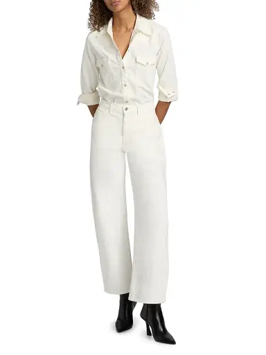 Nili Lotan Women's Tribeca Wide-Leg Jeans - Cream - Size 32 | Thumbnail 2