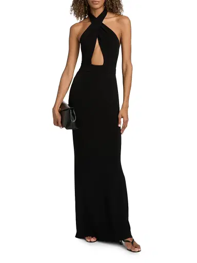 Nili Lotan Women's Lita Halter Column Gown - Black | Thumbnail 3