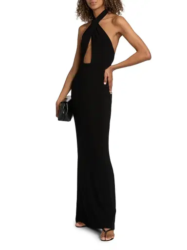 Nili Lotan Women's Lita Halter Column Gown - Black | Thumbnail 4