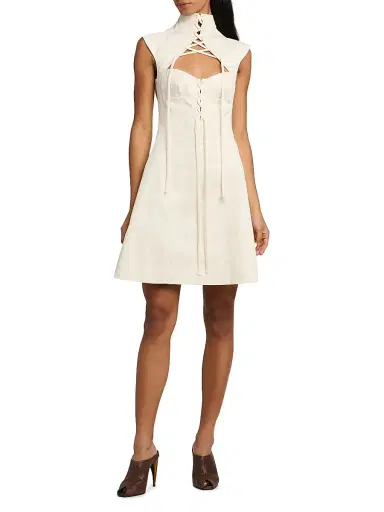 Alexander McQueen Women's Corset Washed Cotton Minidress - White - Size 10 | Thumbnail 2 Alexander McQueen Women's Corset Washed Cotton Minidress - White - Size 10 | Thumbnail 2