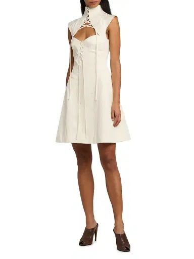 Alexander McQueen Women's Corset Washed Cotton Minidress - White - Size 10 | Thumbnail 3 Alexander McQueen Women's Corset Washed Cotton Minidress - White - Size 10 | Thumbnail 3