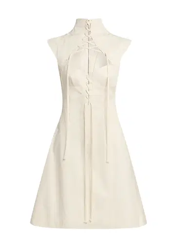 Alexander McQueen Women's Corset Washed Cotton Minidress - White - Size 10 | Thumbnail 1 Alexander McQueen Women's Corset Washed Cotton Minidress - White - Size 10 | Thumbnail 1