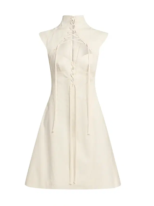 Women's Corset Washed Cotton Minidress - White