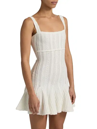 LoveShackFancy Women's Tabatha Pointelle Minidress - White Tea - Size Large | Thumbnail 4 LoveShackFancy Women's Tabatha Pointelle Minidress - White Tea - Size Large | Thumbnail 4