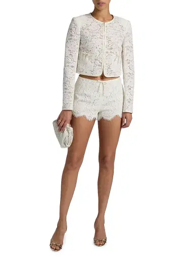 LoveShackFancy Women's Junetta Floral Lace Crop Jacket - | Thumbnail 2 LoveShackFancy Women's Junetta Floral Lace Crop Jacket - | Thumbnail 2