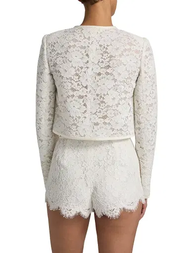 LoveShackFancy Women's Junetta Floral Lace Crop Jacket - | Thumbnail 5 LoveShackFancy Women's Junetta Floral Lace Crop Jacket - | Thumbnail 5