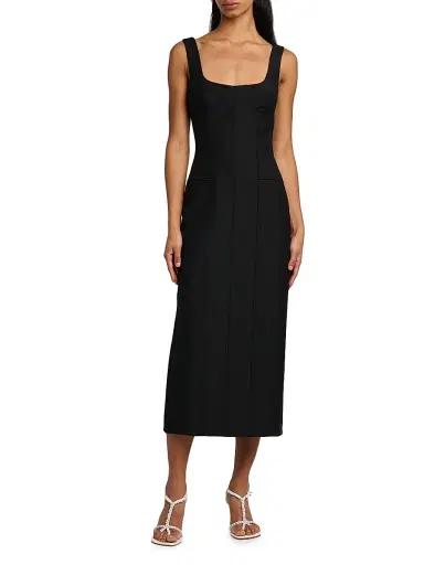 Alexander McQueen Women's Seamed Wool-Mohair Sheath Dress - Black - Size 12 | Thumbnail 3 Alexander McQueen Women's Seamed Wool-Mohair Sheath Dress - Black - Size 12 | Thumbnail 3