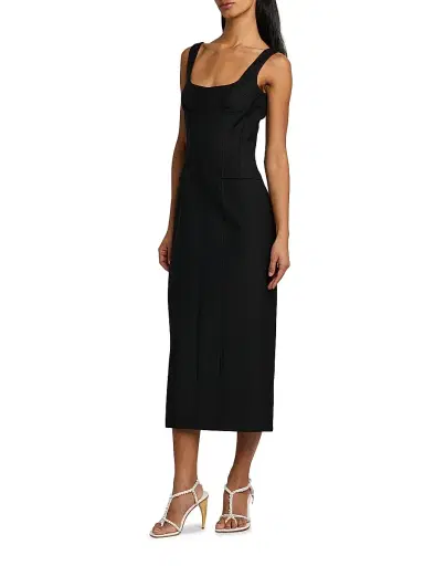 Alexander McQueen Women's Seamed Wool-Mohair Sheath Dress - Black - Size 12 | Thumbnail 4 Alexander McQueen Women's Seamed Wool-Mohair Sheath Dress - Black - Size 12 | Thumbnail 4