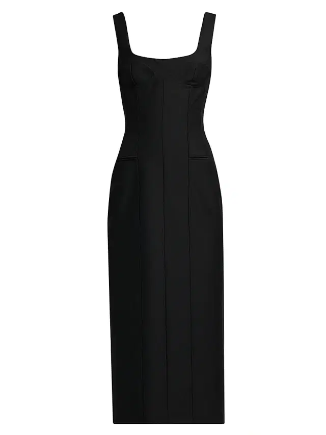 McQueen Women's Seamed Wool-Mohair Sheath Dress - Black