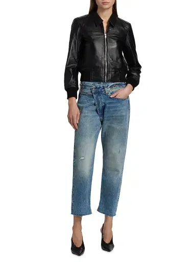 R13 Women's Berlin Leather Bomber Jacket | Thumbnail 2 R13 Women's Berlin Leather Bomber Jacket | Thumbnail 2