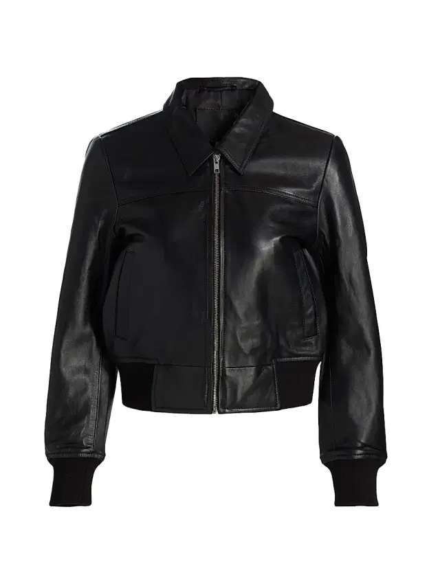 R13 Women's Berlin Leather Bomber Jacket - Black Leather