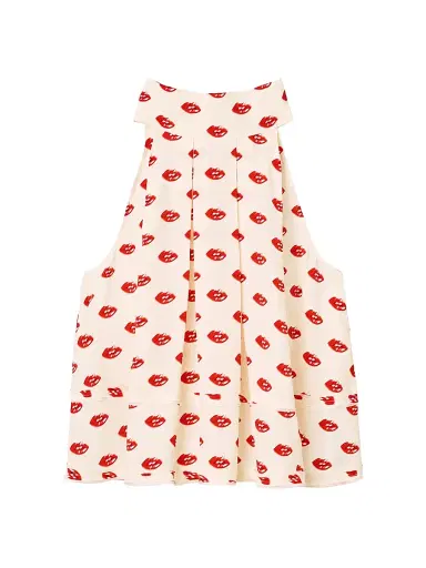 Marc Jacobs Women's Lips Halterneck Tie Top - Ivory Multi - Size Small | Thumbnail 2 Marc Jacobs Women's Lips Halterneck Tie Top - Ivory Multi - Size Small | Thumbnail 2