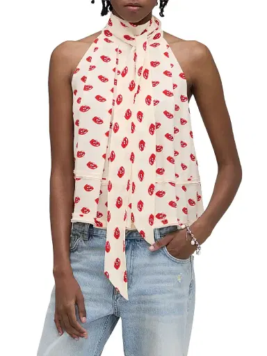 Marc Jacobs Women's Lips Halterneck Tie Top - Ivory Multi - Size Small | Thumbnail 3 Marc Jacobs Women's Lips Halterneck Tie Top - Ivory Multi - Size Small | Thumbnail 3