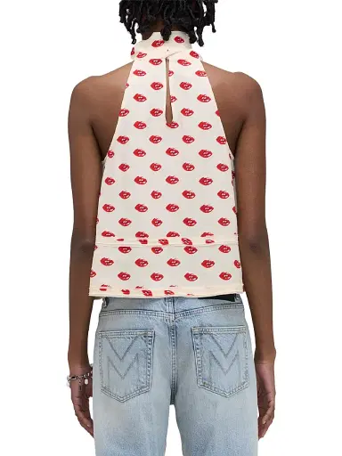Marc Jacobs Women's Lips Halterneck Tie Top - Ivory Multi - Size Small | Thumbnail 5 Marc Jacobs Women's Lips Halterneck Tie Top - Ivory Multi - Size Small | Thumbnail 5