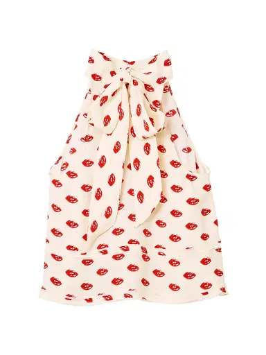 Marc Jacobs Women's Lips Halterneck Tie Top - Ivory Multi - Size Small | Thumbnail 1 Marc Jacobs Women's Lips Halterneck Tie Top - Ivory Multi - Size Small | Thumbnail 1
