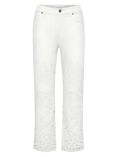 Good American Women's Good Icon Pearl-Embellished Straight Ankle Jeans - White | Thumbnail 1